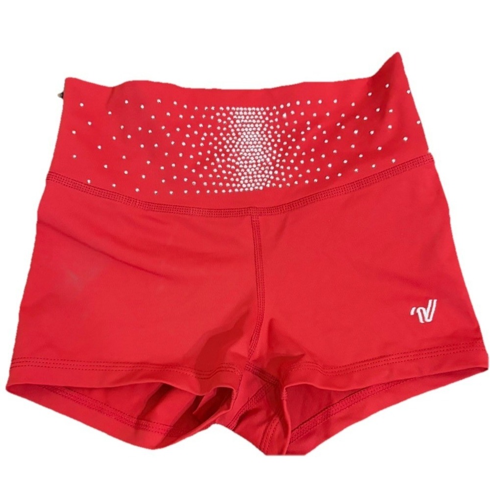 Varsity All Star Red Cheerleading Shorts Youth Large Embellished Tumble Active‎